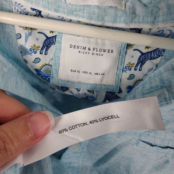 Denim & Flower Ricky Singh Button Up Shirt Short Sleeve Casual Mens SZ XL Resort - Picture 6 of 8